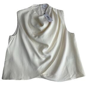 Terea By Andrea Pitter Ivory Drape Cowl Neck Sleeveless Cropped Top Zip Medium 2
